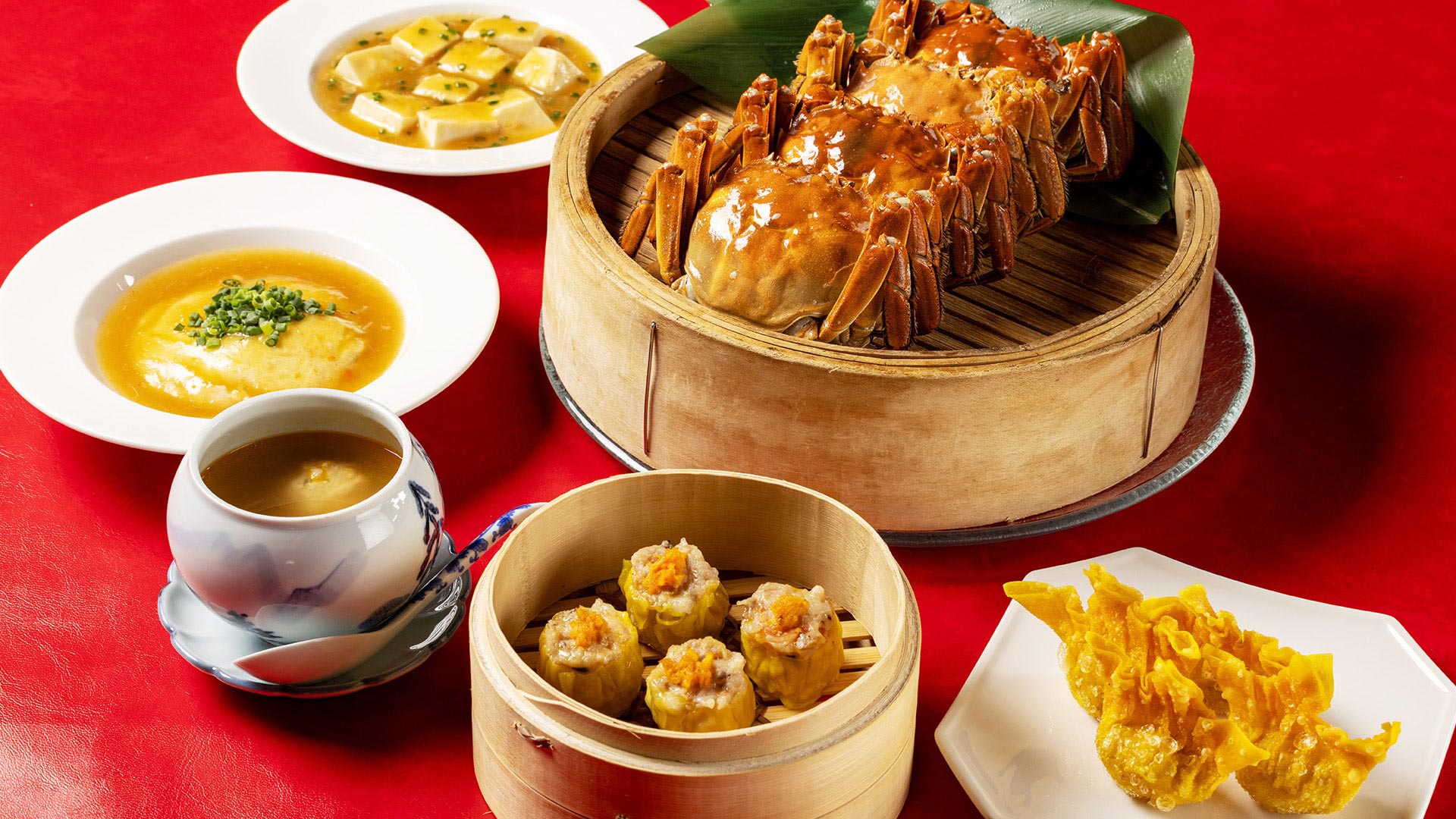 Dim Sum buffet includes Chinese mitten crab menus