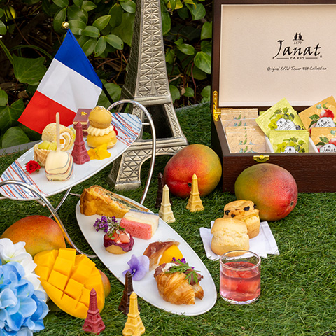 Afternoon Tea with Melon Mango Cherry - The Gardens of Paris -